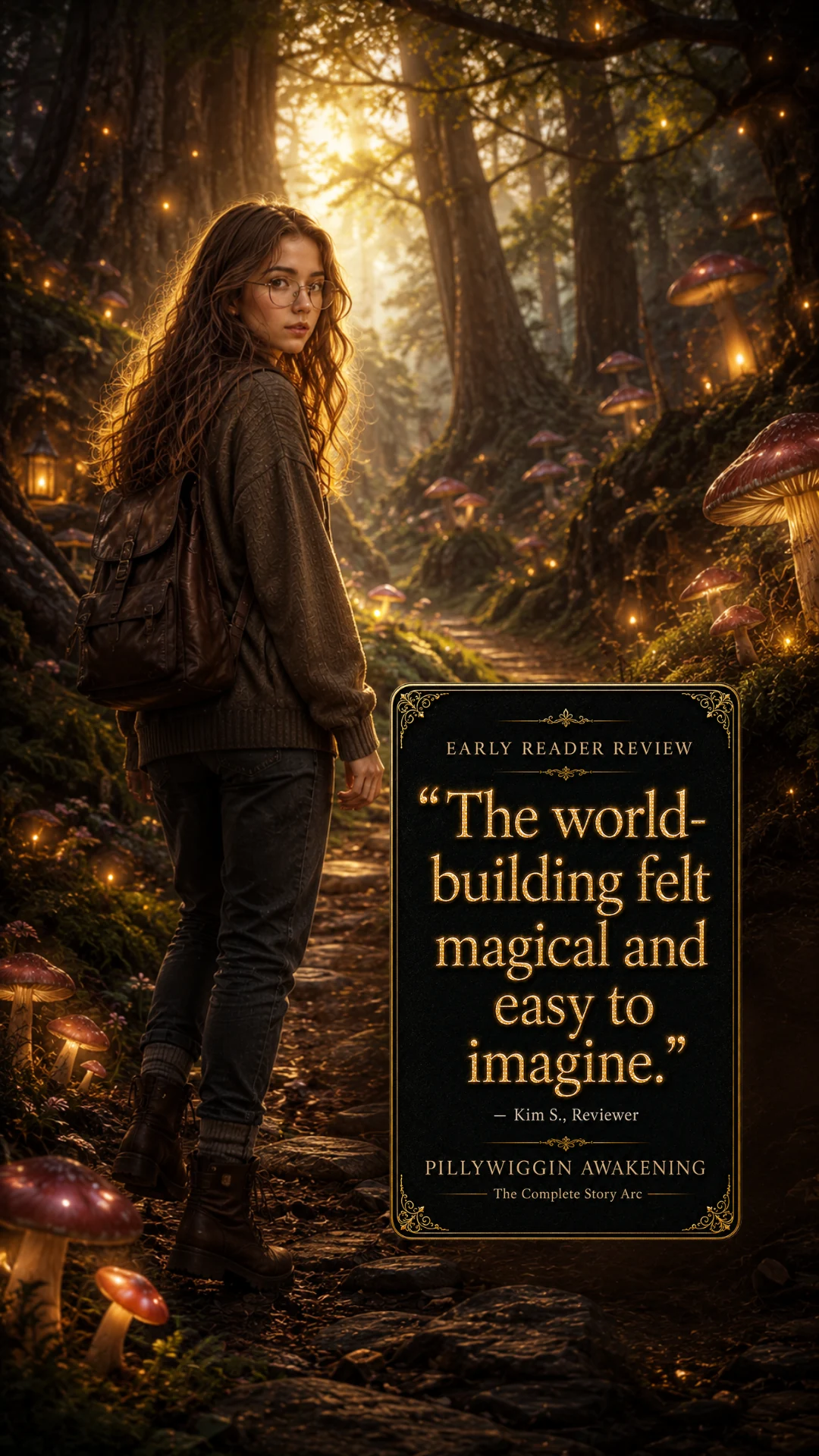 Chloe in an illustrated Pillywiggin Awakening reader review, slide 1 of 4